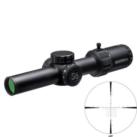 Sightron S6 1-6x24 FFP Riflescope, Matte Black with Illum LRT Reticle, 34mm Tube