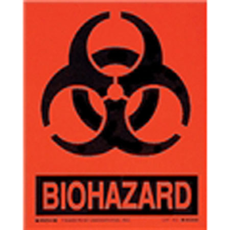 Sirchie Black On Fluorescent Red Biohazard Label, 100 Pack