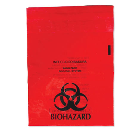 Sirchie Biohazard Adhesive Back Bag, 9x10", 100 Pack