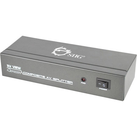 SIIG 1x4 Composite Video & Audio Splitter, Black