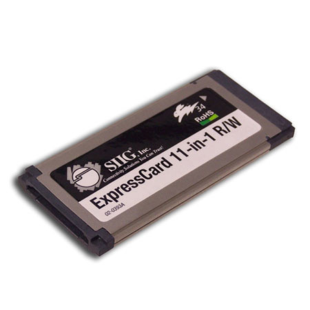 SIIG CE-E01012-S1 ExpressCard 11-in-1 Card Reader/Writer, for MP3 Players, PDAs, Handheld Computers & More - RoHS Compliant