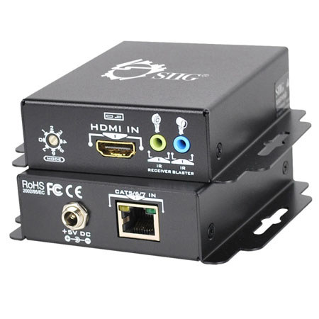 SIIG HDMI Extender Over Single CAT5/6 with 3DTV & IR Support, Black