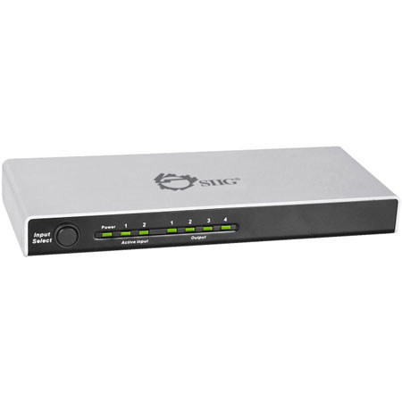 SIIG HDMI 2x4 Splitter, Silver/Black