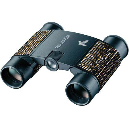 Swarovski Optik Idomeneo Crystal, 8x20 Water Proof, Roof Prism Pocket Binocular with 6.6 Degree Angle of View, with Sparkling Gold Crystals & Gold Colored Leather Case