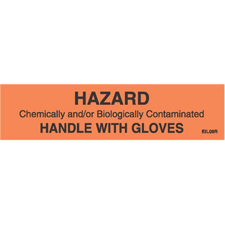 Sirchie 'Hazard! Handle with Gloves' Label, 1x4", Roll of 250