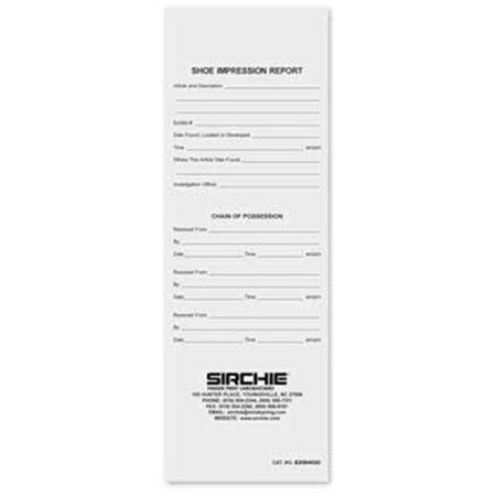 Sirchie 5.5x16.5" Inkless Impression Cards, 200 Pack