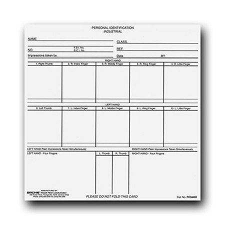 Sirchie 8x8" Standard Personal Record Card, Set of 100