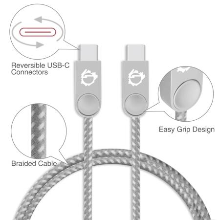 SIIG 1.65' Zinc Alloy USB-C to USB-C Charging and Sync Braided Cable, 2-Pack