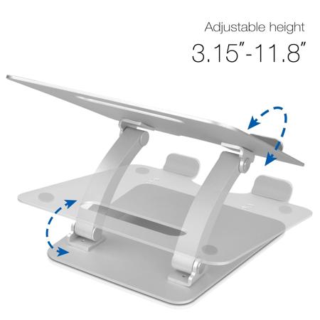SIIG Adjustable Aluminum Laptop Stand for 10 to 17" MacBook and PC, Silver