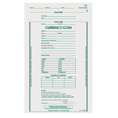 Sirchie Currency/Coin Bag, 9 x 12" Size, 500 Pack
