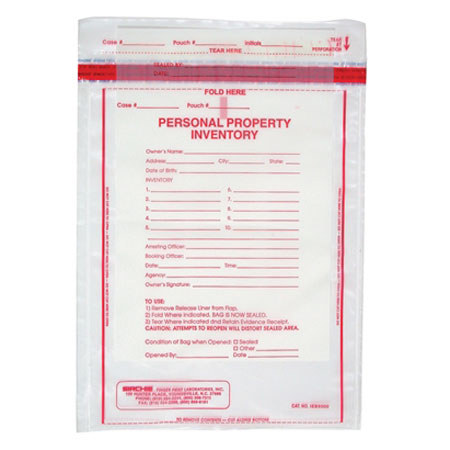 Sirchie 9x12" Personal Property Inventory Bag, 100 Each