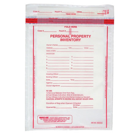 Sirchie 9x12" Personal Property Inventory Bag, 500 Each