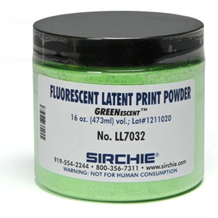 Sirchie GREENescent 16oz Fluorescent Latent Print Powder