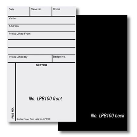 Sirchie Lifted Print Backing/Sketch/Record Cards, 100 Pack, Gloss Black