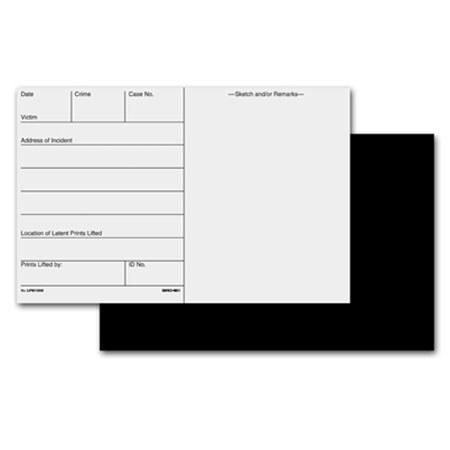 Sirchie Lifted Print Backing/Sketch/Record Cards, 5.5x8.5", 100 Pack, Black