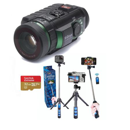 SiOnyx Aurora 720p Day/Night IR Action Camera W/32GB Card/GoPole Mount/Monopod