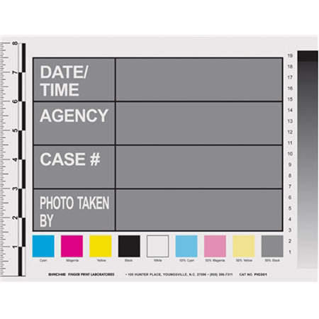 Sirchie 8.5" x 11" Photo Scale and ID Cards, Pack of 25