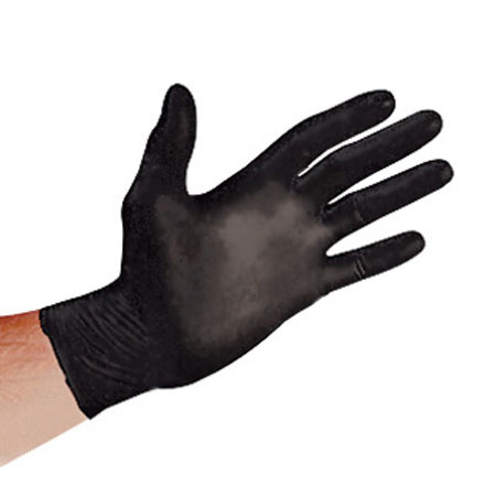 Sirchie Powder-Free Black Latex Gloves, 10" x 6.5 mil, Extra Large, 100 EA