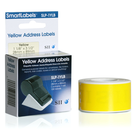 Seiko Instruments Seiko SLP-1YLB 1-1/8 x 3-1/2inch Address Labels, Yellow