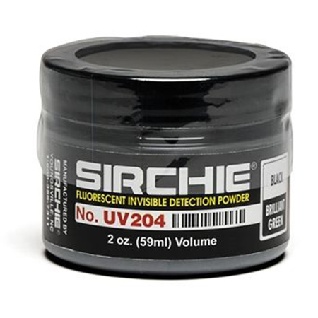 Sirchie Fluorescent Invisible Detection Powder, Black/Brilliant Green, 2oz