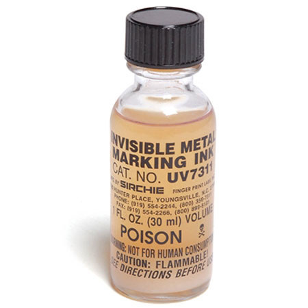 Sirchie 1oz Fluorescent Invisible Metal Marking Ink