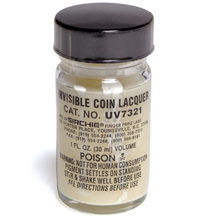 Sirchie 1oz Fluorescent Invisible Coin Lacquer