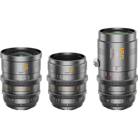 Sirui Vision Prime 1 Series Cine Lens for Sony E 15, 75 & 150mm Set Metal Gray