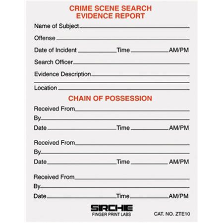Sirchie Combo Crime Scene ReportChain of Possession Label, Set of 100
