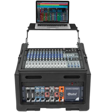 SKB 10x4 Rolling Compact Rig, 10U Top Rack, 4U Front Rack, Steel Rails