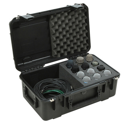 SKB iSeries Injection Molded Waterproof Case with Foam and Storage Compartment for 12 Microphones and Cables