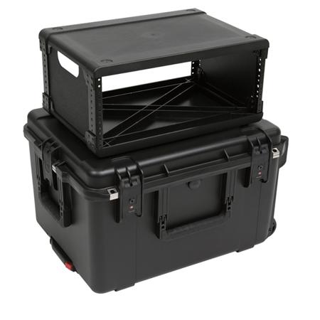 SKB iSeries Case with Removable 4U Injection Molded Rack Cage, TSA Latches and Wheels, Waterproof, 13" Rack Depth