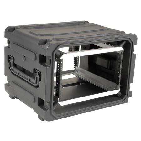 SKB 3-R06U20W 20" Deep 6U Roto Shockmount Rolling Rack with Wheels and Handle, Black