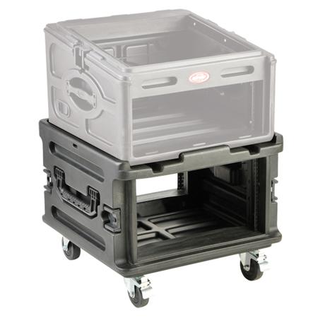 SKB Roto-Molded 6U Expansion Front & Back Steel Rails Rack Case with Wheels
