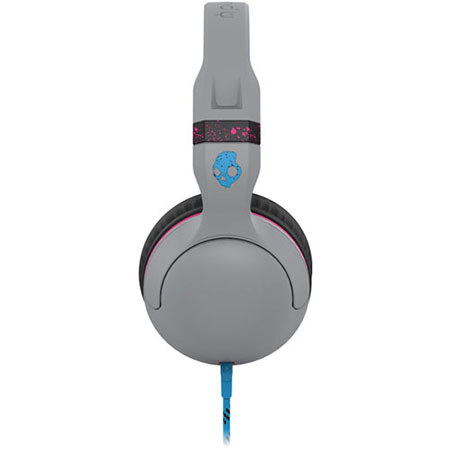 Skullcandy Hesh Over Ear Wired Headphone with In-Line Mic, 35 Ohms  Impedance, Gray/Magenta/Cyan