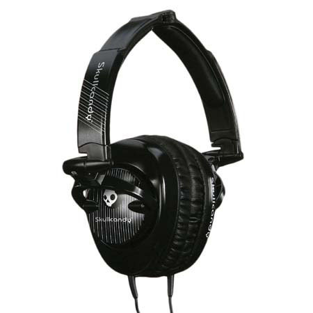 Skullcandy Skullcrushers, Sport Headphone with Mini-Sub Woofers and 30mm Speaker, Black-Pinstripe
