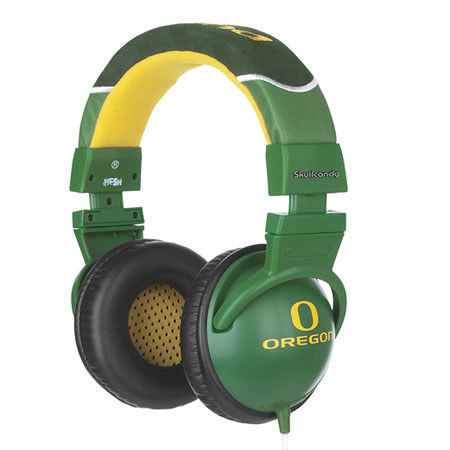 Skullcandy NCAA College Series Oregon Over Ear Headphones with Mic, Green/Yellow