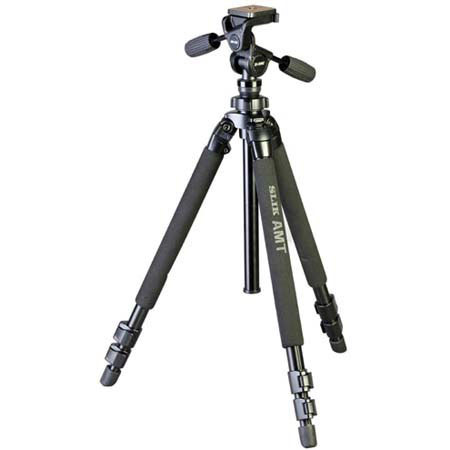 Slik PRO 3-section Aluminum Tripod with SH-806E HD 3-Way Pan Head - Black