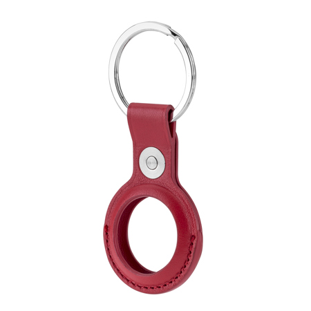 Slinger Leather Case for AirTag Finder, Anti-Scratch Protective Skin Cover with Keychain Compatible with AirTags 2021 (Red)