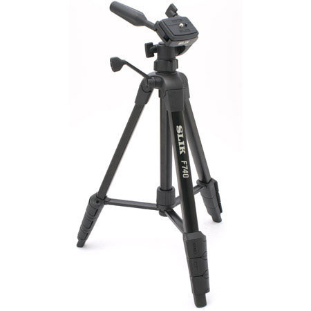 Slik F740 4-section Aluminum Tripod with 3-Way Pan Head - Black