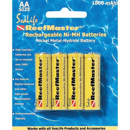 SeaLife AA Rechargeable Batteries, 1.2 volt Nickel Metal Hydride, 1800mAh