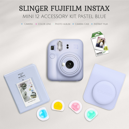 Fujifilm Instax Mini 12 Instant Camera, Pastel Blue, with Accessory Kit and Film