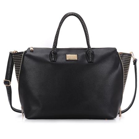Sandy Lisa Milan Wing Tote for 15.6" Laptop and 10.1" iPad, Tablet, Black/Tan