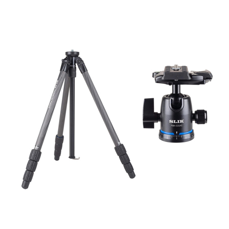 Slik PRO CF-634 4-Section CF Tripod, 62.6", Bundle with PBH-635AS Ball Head