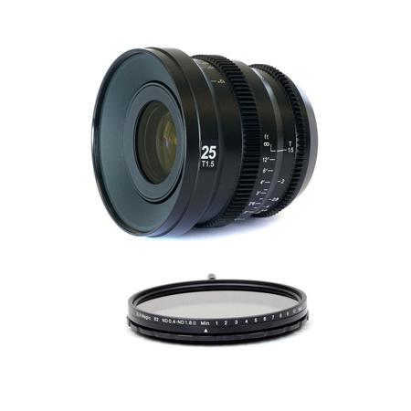 SLR Magic MicroPrime Cine 25mm T1.5 for Micro 4/3rd W/SLRM 82mm MK II ND Filter