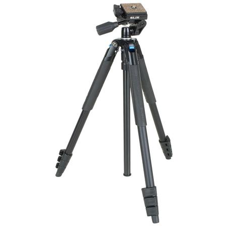 Slik Sprint Pro III 3-Way 4-Section Al Travel Tripod with SH-704E Pan Head,Black