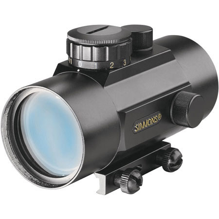 Simmons 1 x 42mm Red Dot Gun Scope, Matte Black Finish with 4 MOA Dot Reticle and Universal Rail Mount.