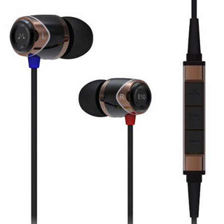 SoundMAGIC E10M Noise Isolating In-Ear Headset with Mic and Remote, Black/Gold