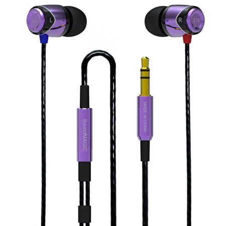 SoundMAGIC E10 Noise Isolating In-Ear Earphones, Black & Purple