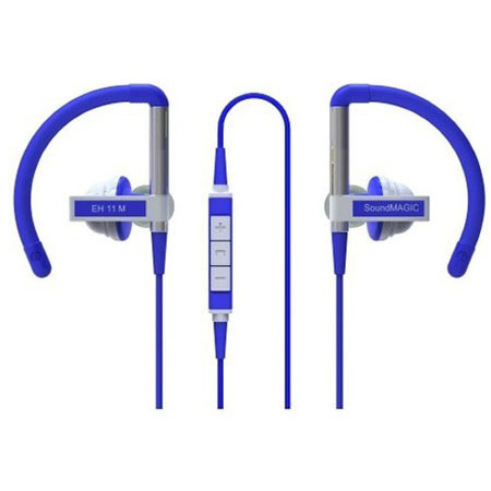 SoundMAGIC EH11M Clip on In-Ear Headphones with Mic and Remote, Blue