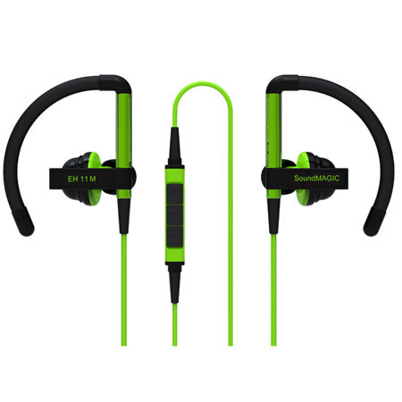 SoundMAGIC EH11M Clip on In-Ear Headphones with Mic and Remote, Green